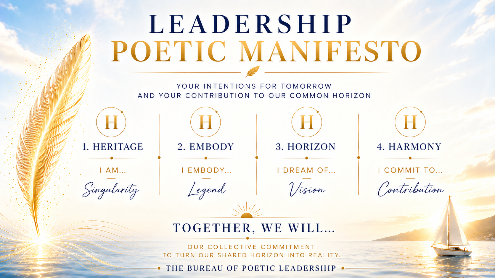 English Leadership Poetic Manifesto structured around Heritage, Embody, Horizon and Harmony